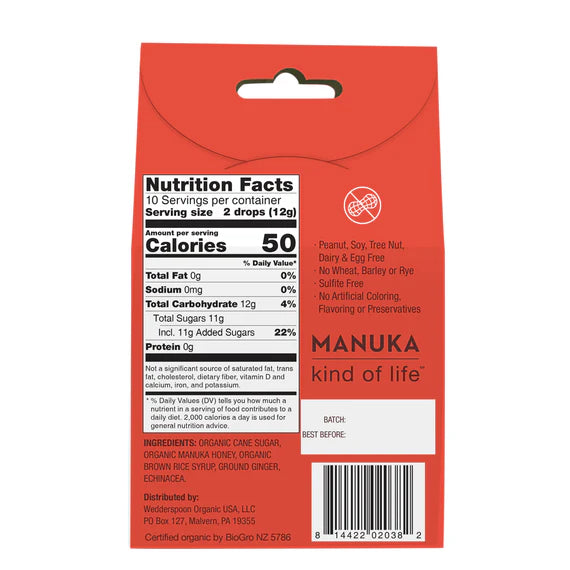 Manuka Honey Drops Ginger with Echinacea