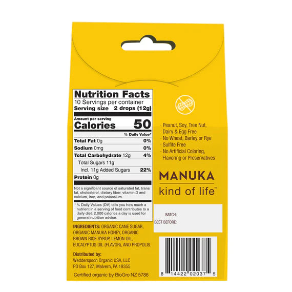 Manuka Honey Drops Lemon