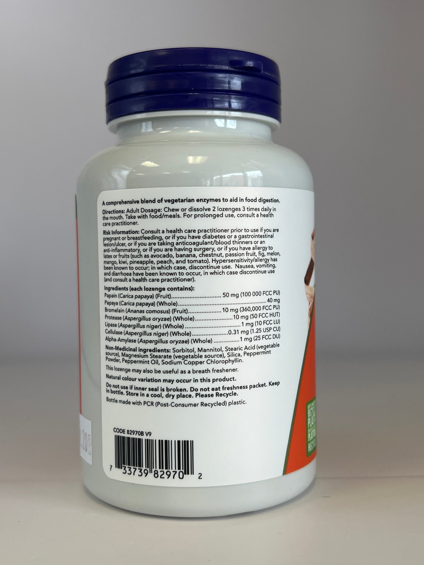 NOW Papaya Enzymes Chewable Lozenges 180 Caps