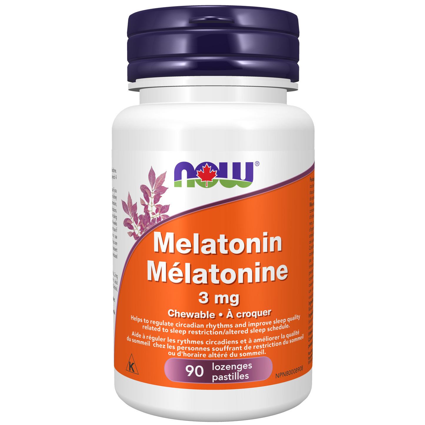 NOW Melatonin 3 mg Peppermint Chewable Lozenges