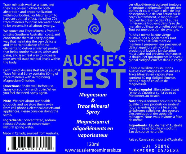 Mag & Trace Mineral Spray (Aussie Trace Minerals) 120ml RCP Approved